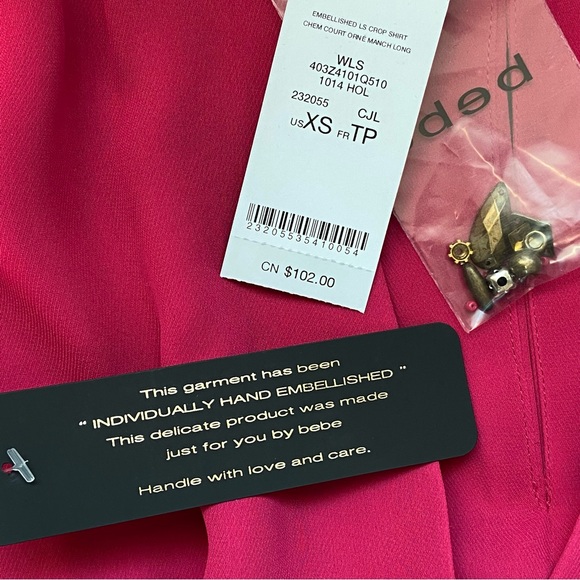 Bebe Embellished Crop Shirt NWT Size XS - Picture 15 of 17